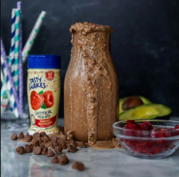 Chocolate Raspberry Avocado Oatmeal Smoothie