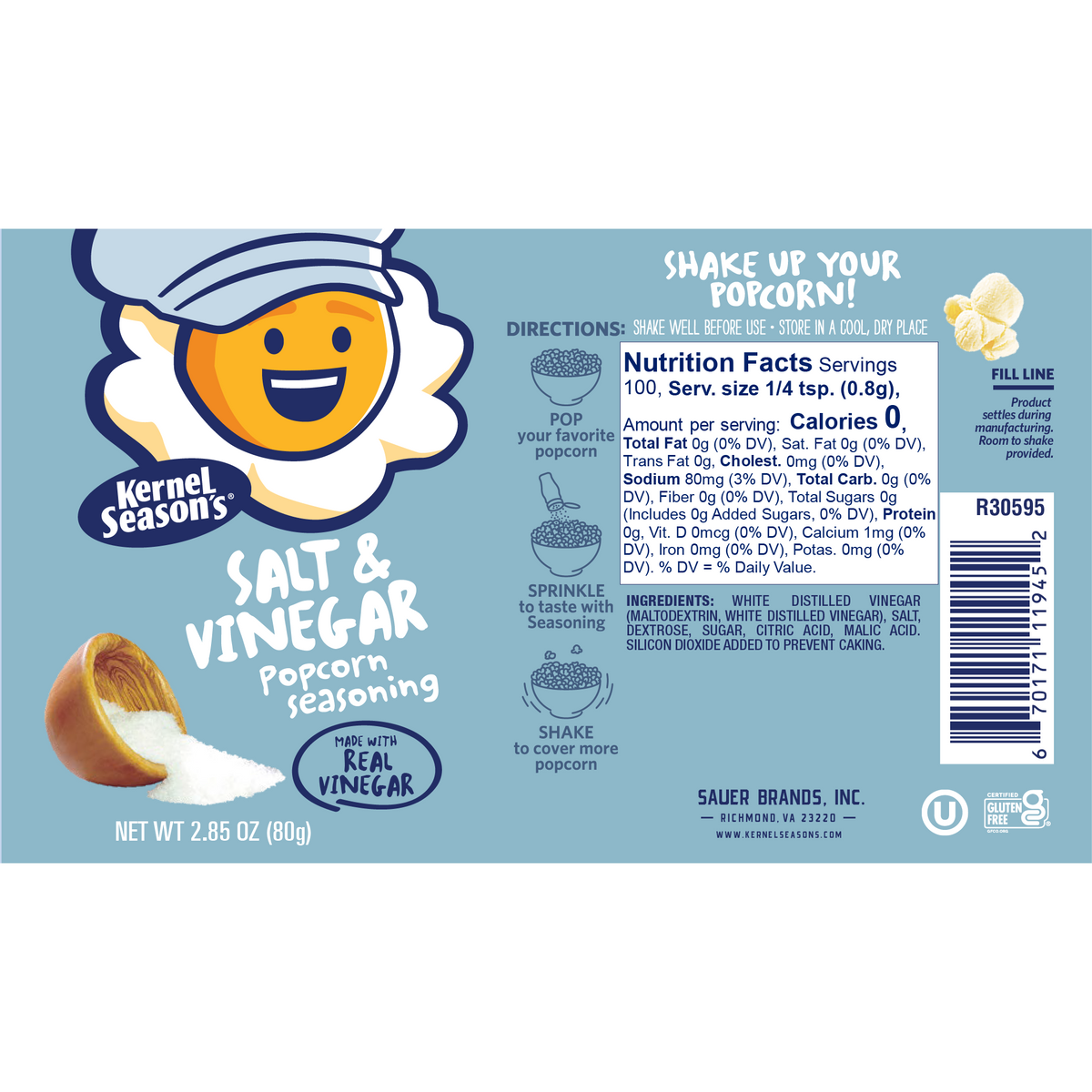 Kernel Season's Salt & Vinegar Popcorn Seasoning – Sauer Brands