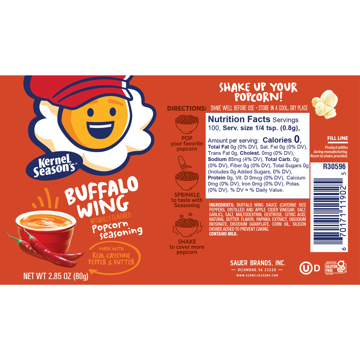 Kernel Season's Buffalo Wing Popcorn Seasoning Sauer Brands