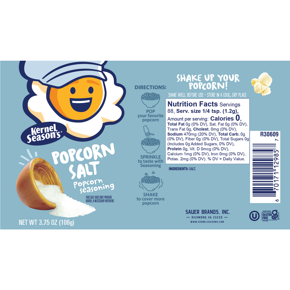 Kernel Season's Popcorn Salt Sauer Brands