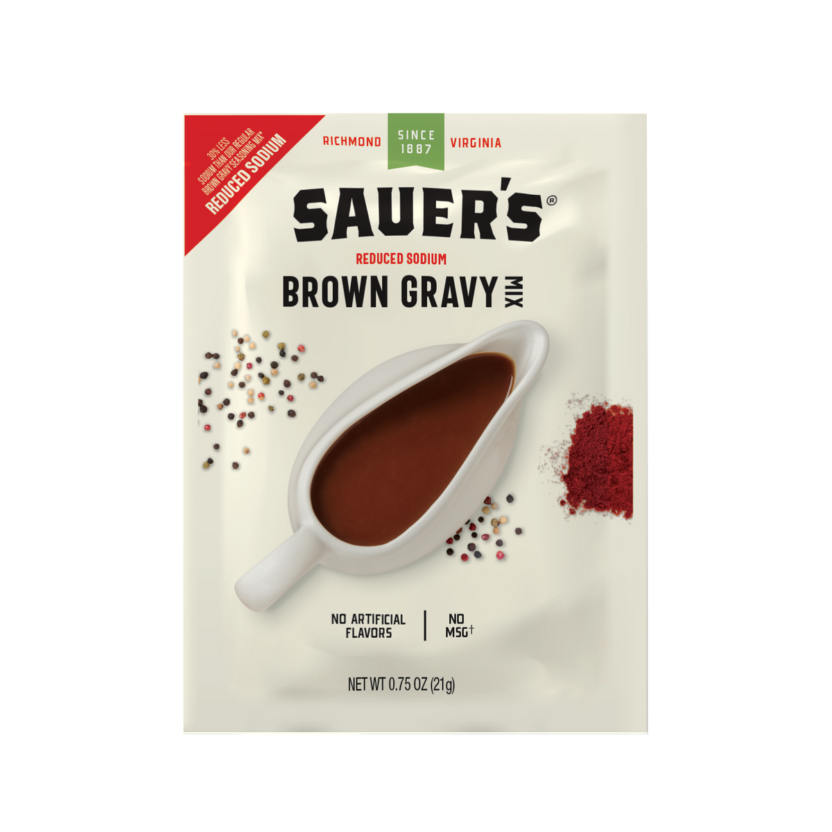 Brown Gravy Mix, 30 Less Sodium Sauer Brands