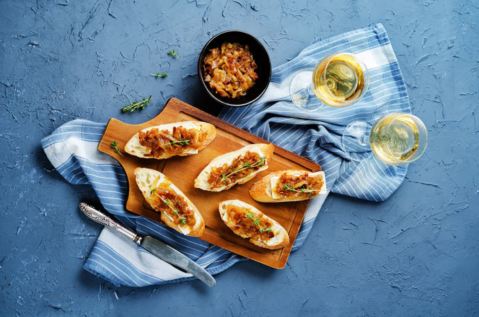 Crostini with Brie and Bourbon Bacon Jam
