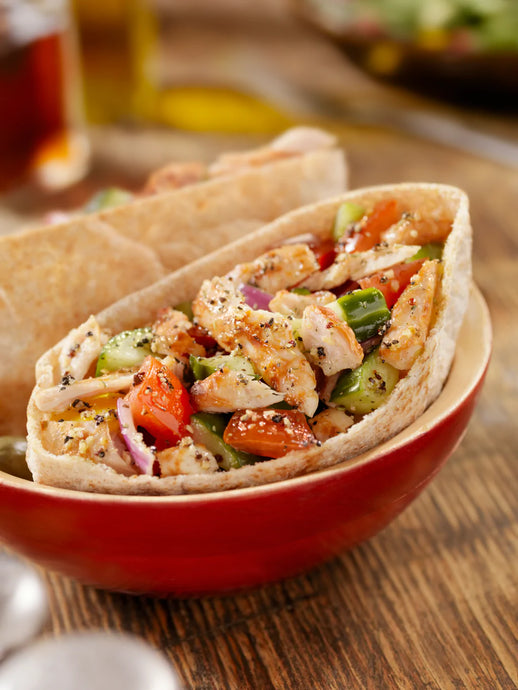Roasted Mediterranean Chicken and Vegetable Pitas