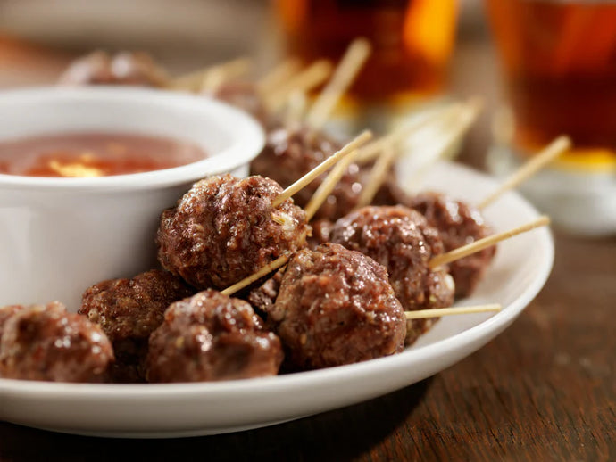Garlic Seasoned Meatballs with Smoky Mesquite Dipping Sauce