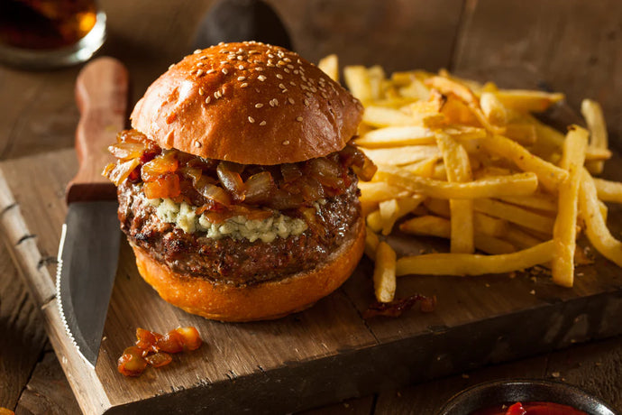 Blue Cheese Burgers with Chives and Sun-Dried Tomatoes