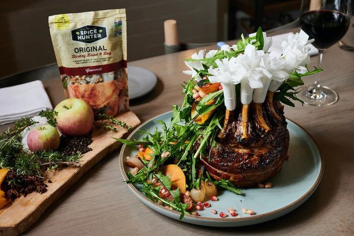 Crown Roast Pork with Persimmon, Dandelion & Pomegranate