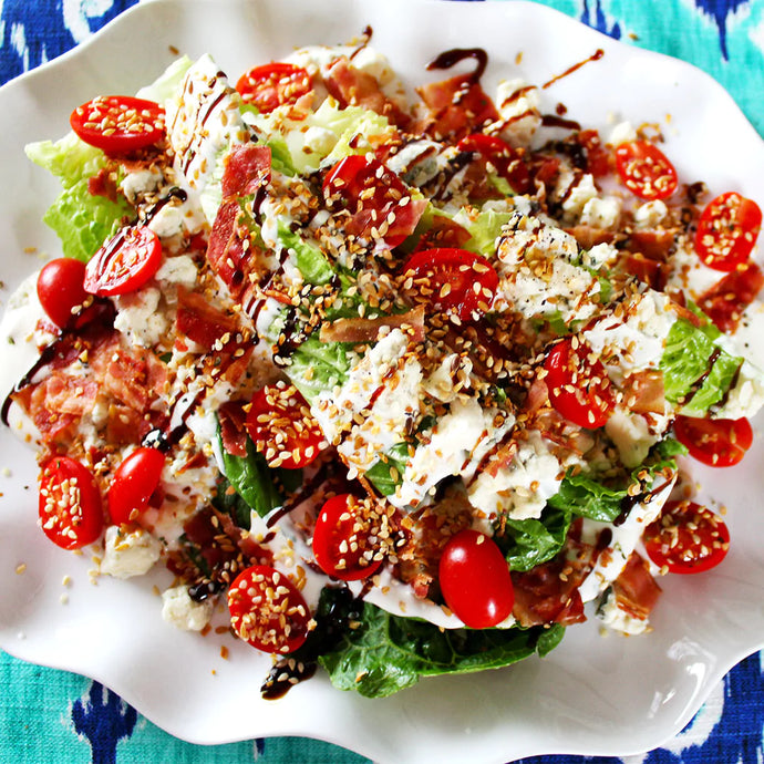 Romaine Lettuce Wedge Salad with Roasted Garlic & Onion