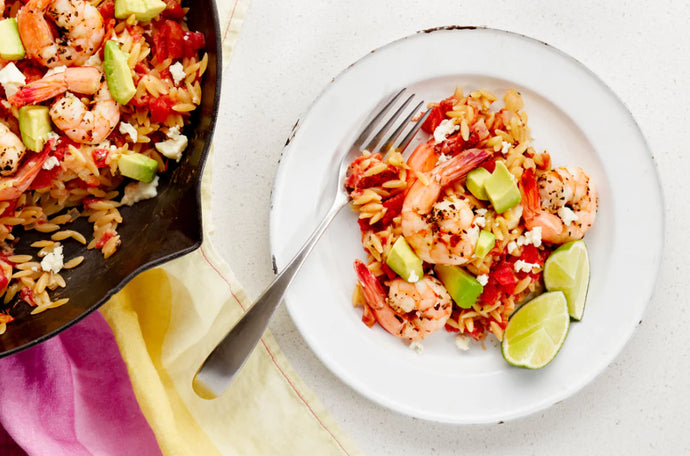 Mexican-Spiced Shrimp and Orzo Skillet