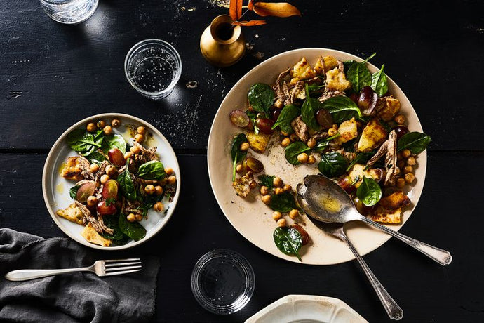 Garam Masala Chicken Salad with Naan Croutons