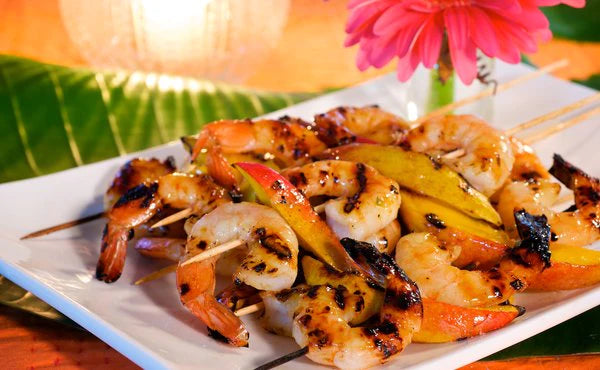 Shrimp and Mango Skewers with Guava-Lime Glaze