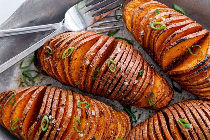 Spiced Hasselback Sweet Potatoes
